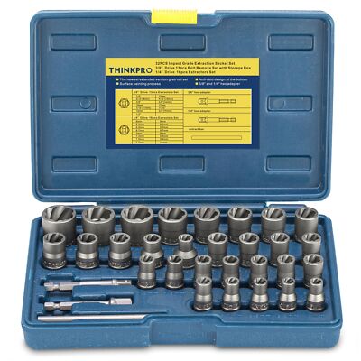 Upgrade Bolt Extractor Kit, 32PCS Impact Bolt & Nut Remover Set, Stripped Bol...