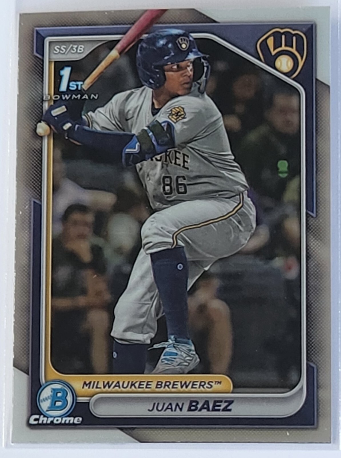 Juan Baez 2024 Bowman Chrome 1st Bowman #BCP-160 Brewers Prospect