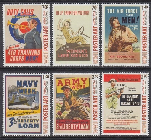 NEW ZEALAND 2014 ANZAC POSTER ART SET (6) MINT (ID:NZS2564) - 第 1/1 張圖片