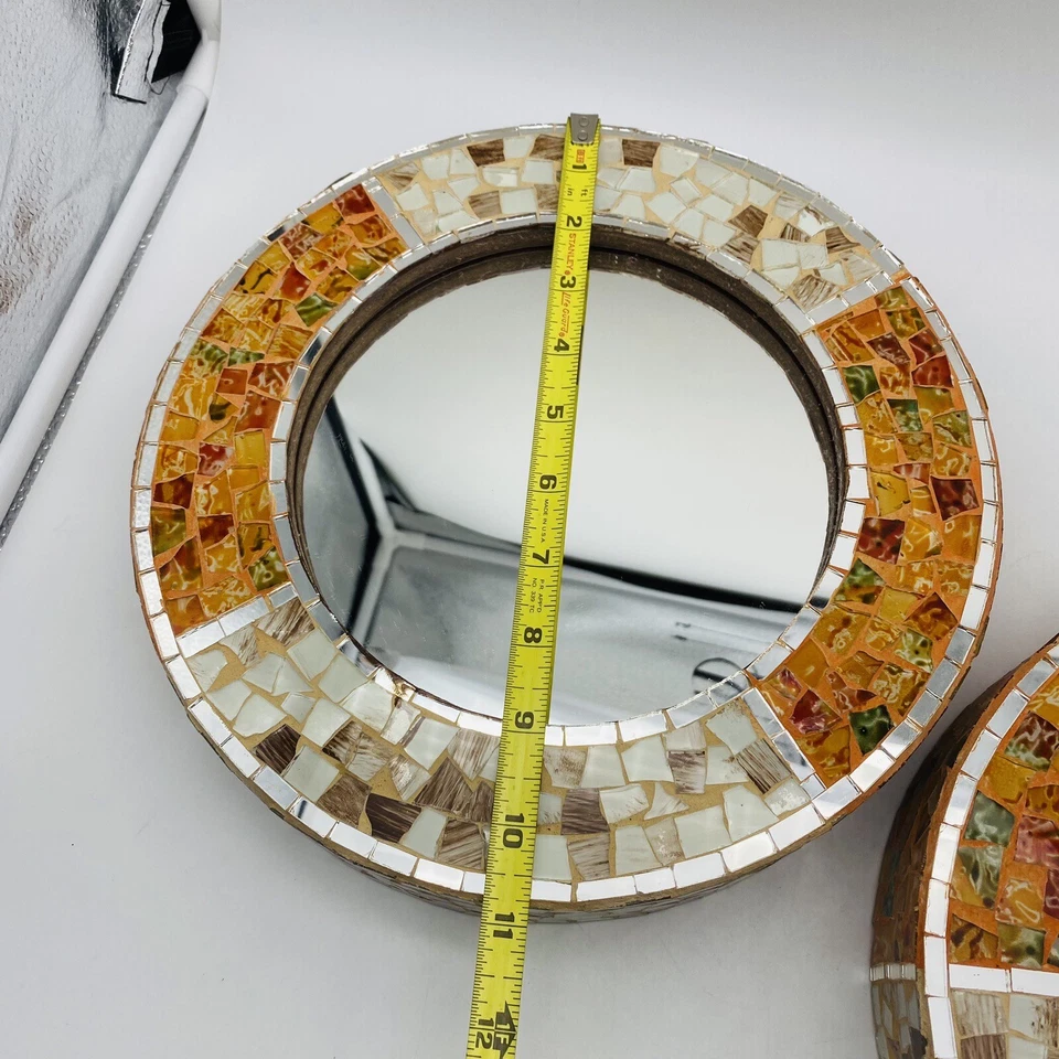 Juego de 2 espejos de mosaico 3d naranja marrón  Foto 4 de 4