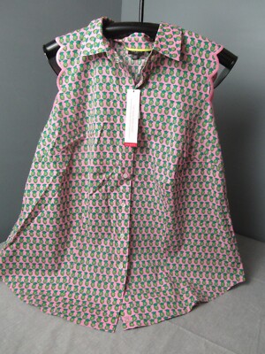 NWT Talbots Women's Button Down Top - Size 14W - Pineapple Design - 13 e5 sb