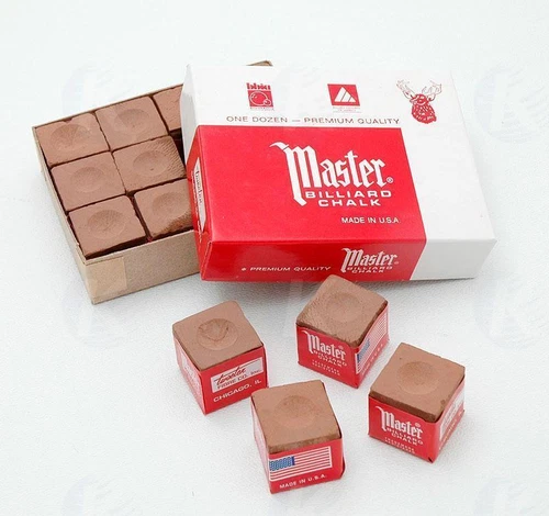 Master BROWN Pool Billiard Cue Q Stick Chalk Doz. Box 12-Pack 1 Dozen 12 ct.