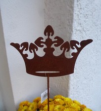 "Krone" 15 x 10 cm groß, Rost Deko Stab 38 cm lang