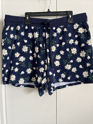 Draper James Natalie Magnolia Floral Shorts Navy Blue French Terry Lounge NWT 2X