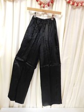 Vintage Black Satin Elastic Waist Pants 28" Inseam Small  
