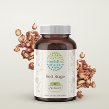 HerbEra Red Sage 60/120 Capsules, 500 mg,  (Dan Shen, Salvia Miltiorrhiza)