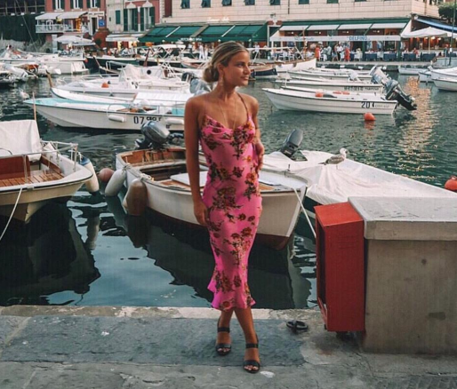 Rat Boa Kiki Dress Size M/AU 10/US Silk Midi Cowl Neck Pink