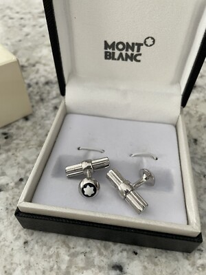 Montblanc Star Bar 925 Silver Cufflinks with Black Resin Montblanc Star Bar 925 Silver Cufflinks with Black Resin