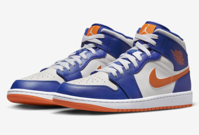 スニーカー Nike Air Jordan 1 Mid FD1029-400 Nike Air Jordan 1 Mid Knicks Blue Orange FD1029-400 Men's