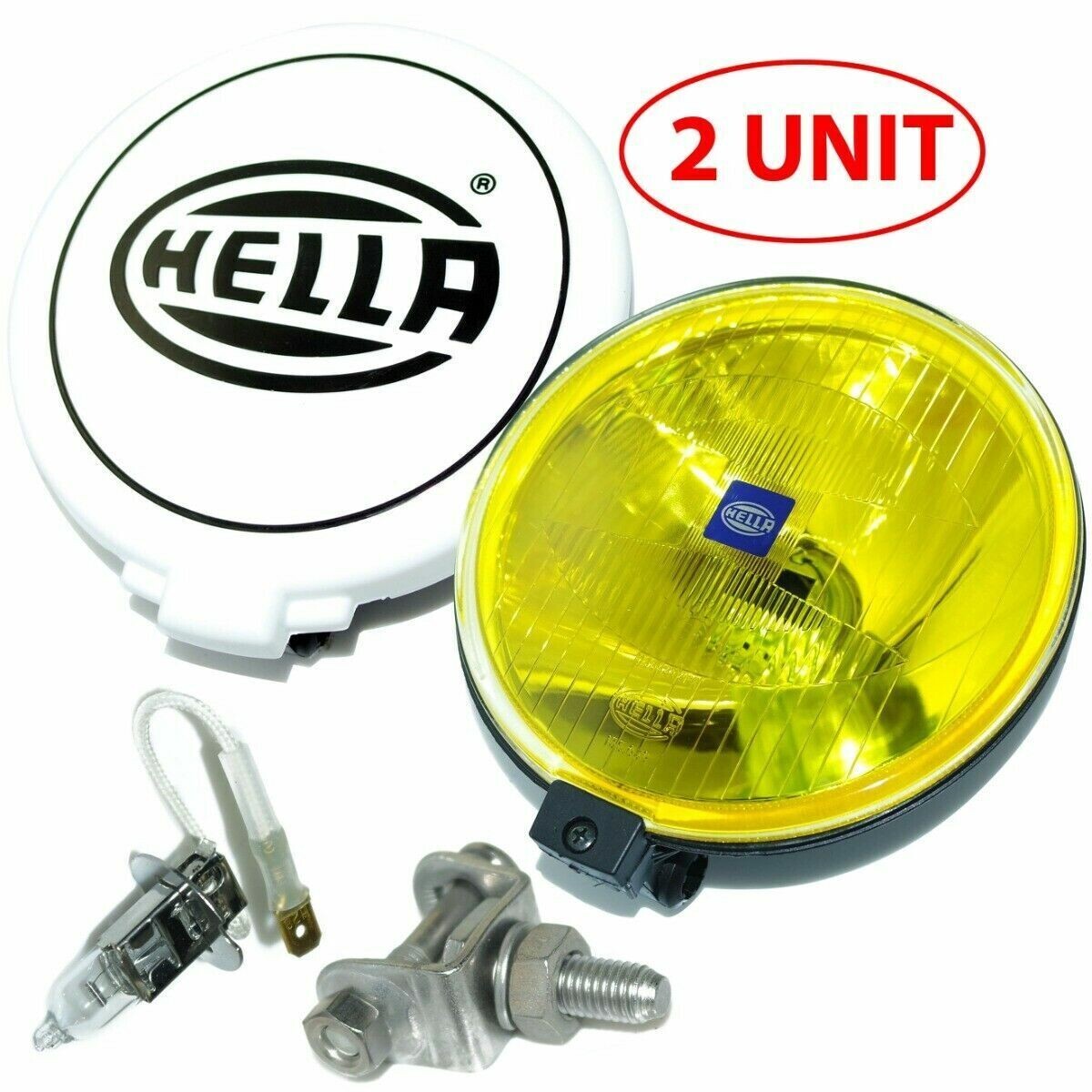 Pair Hella Comet 500 Driving Lamp Yellow Spot Light With Cover