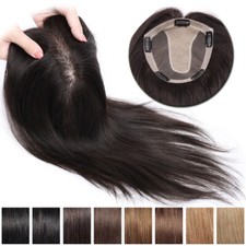 Topper 100 Human Hair Top Toupee Piece Clip in Hairpiece Indian Wig Women 6-20"