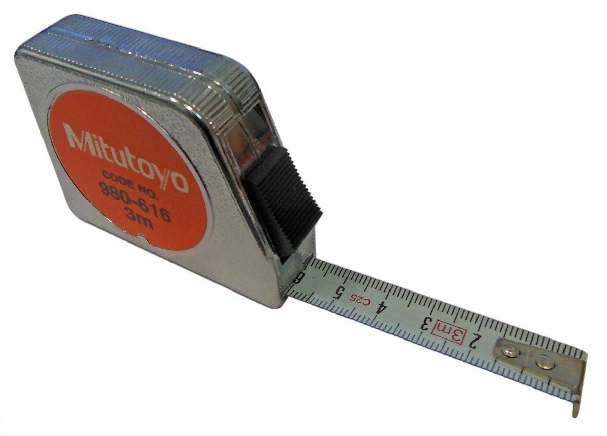 Mitutoyo 3m Metric Tape Measure (mm) w/ Snap Lock & Belt Clip - Metal