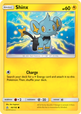 1x Shinx 46/156 REVERSE HOLO Ultra Prism Pokemon TCG Card MP | eBay