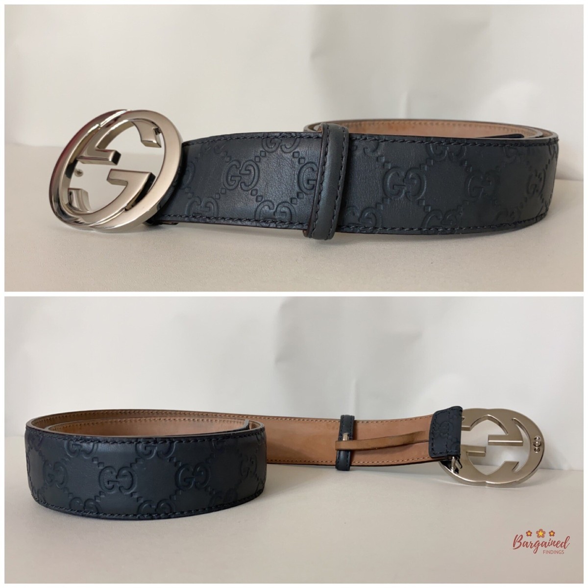 Authentic Gucci Gray Guccissima Leather Silver Interlocking  display picture 3