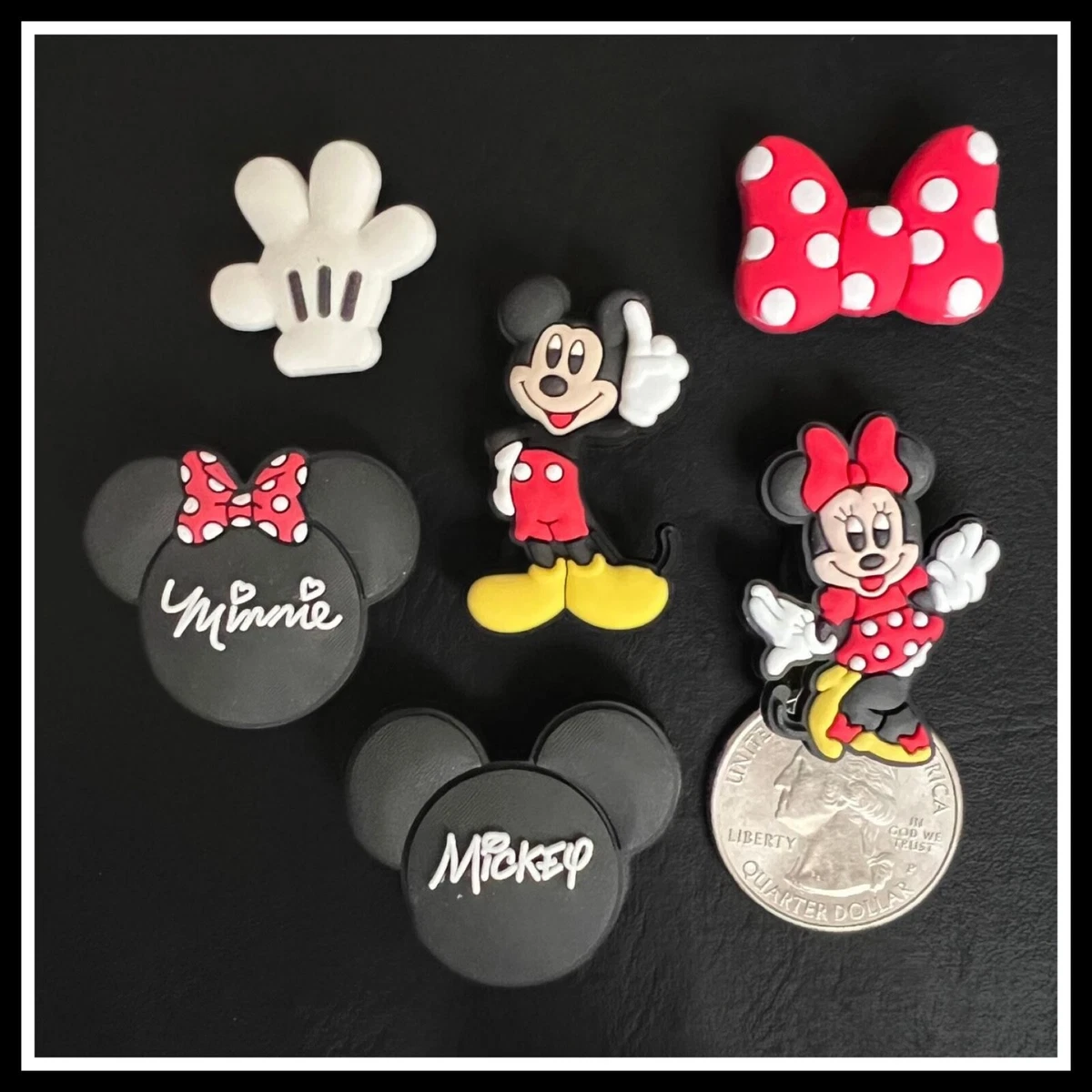 2 Mickey Mouse & Minnie Mouse Shoe Charms For Crocs & Jibbitz