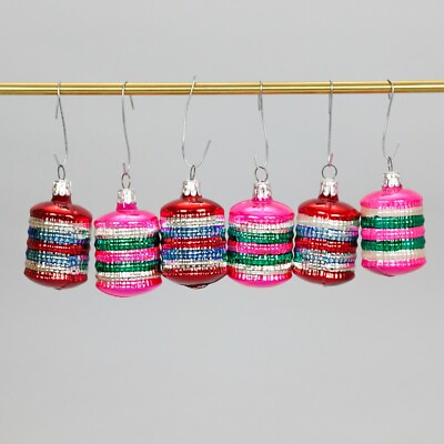 Vintage Glas Weihnachtslaterne Ornamente 6er Set Baumschmuck Tschechisches Design