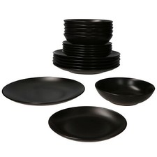 18tlg Tellerset Panther schwarz 6 Personen Essteller Suppenteller Kuchenteller