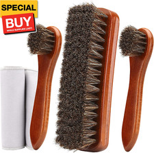 4-Piece Horsehair Shoe Brush Shine Kit, Shoe Polish Kit, Leather Shoes Boot Clea