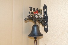 Große Glocke  Türglocke rustikal  Door Bell  Gusseisen  Lok rot