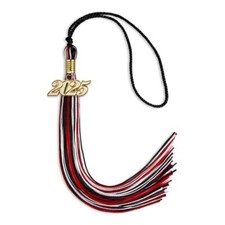 Endea Graduation Black/Red/White Mixed Color Tassel With Gold Date Drop