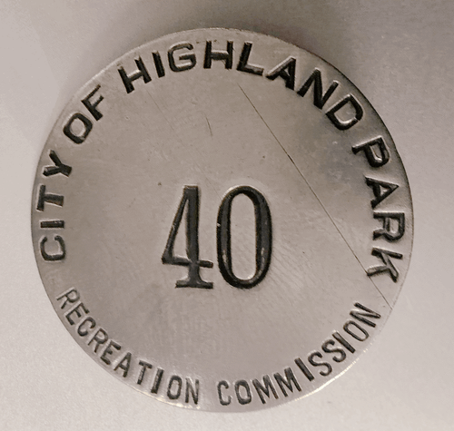 Vint Employee Badge: CITY OF HIGHLAND PARK MI; Recreation Commission; "C" Clasp - Picture 1 of 2