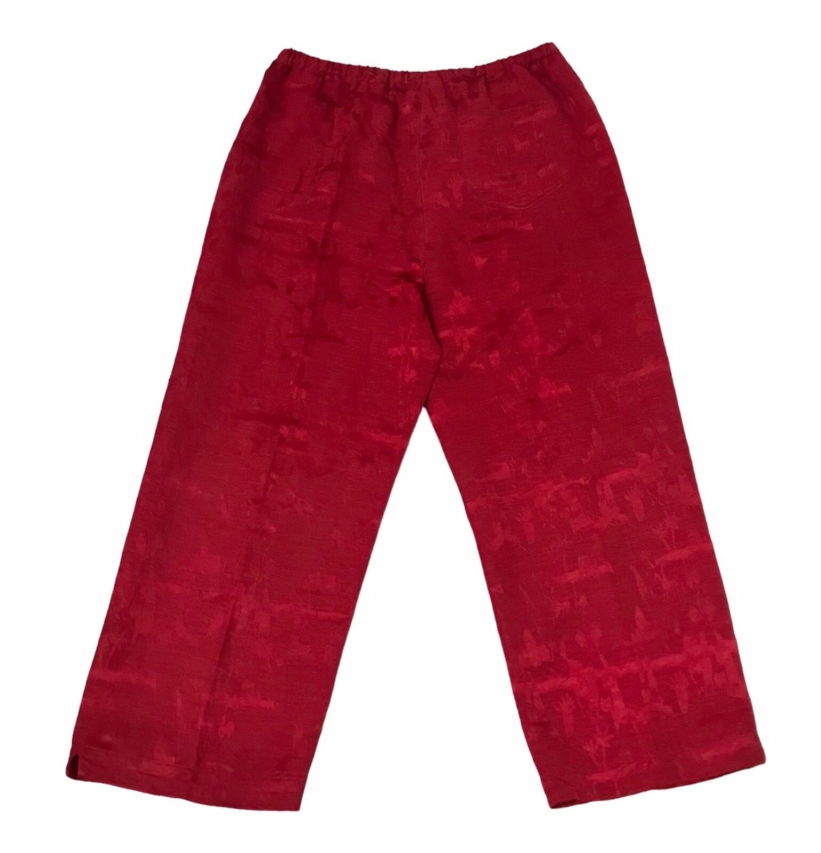 Chico's Design Red Silk Linen Pants Pull On Crop Bedouin
