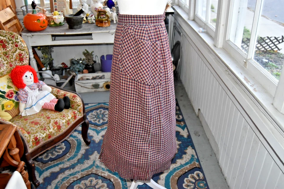 Falda a cuadros de lana clara vintage de los años 50 bolsillos de parche grandes cremallera de metal talla XS Foto 2 de 4