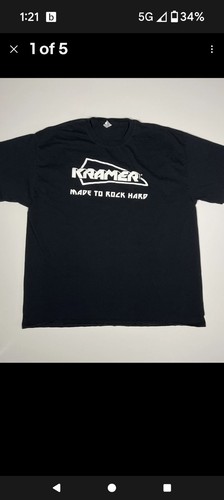 Vintage Pro Mo Kramer Guitars Logo Men’s T-Shirt Black Port & Company M - Picture 2 of 4