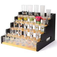Acrylic Baffle Display Rack 5-Tier Shot Glass Display Rack, Holds 35 Glasses,...