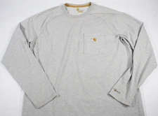 Carhartt Force T-Shirt Men’s Sz L Tall Grey Long Sleeve Pocket Work Farm Barn