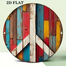 2D Flat,2D Flat Peace Symbol Paint Palette Round Wall Art - 7.79 Inch Aluminum M