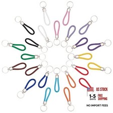 24PCS Braided Leather Keychains 12 Colors Woven Rope Key Chain Ring with