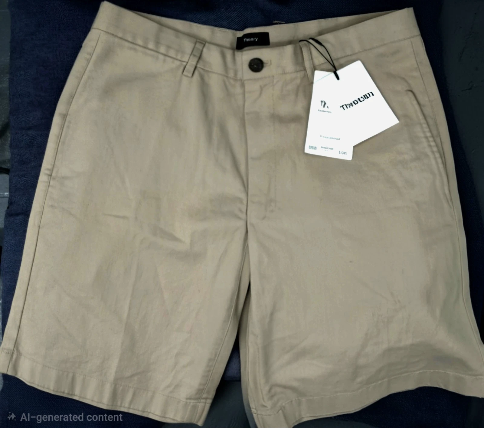 NWT Theory Tan Khaki Shorts Men 31 Good Collection Cotton Casual Flat Front