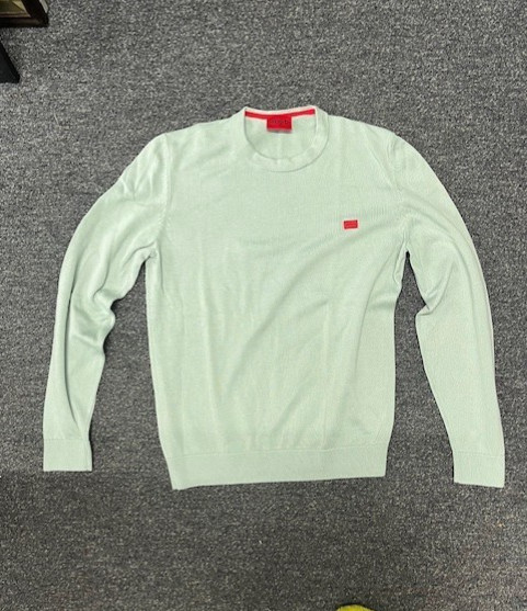 Hugo by Hugo Boss Men's San Cassius Logo Sweater Premium Cotton Light Green - M