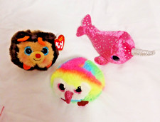 Lot of 3 TY Beanies 2 Typuff Beanie Ball Zinger Owen 1 Nelly Narwhal Beanie