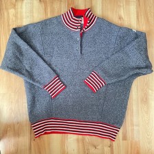 Vintage Demetre Women's Medium Grey Wool Ribbed Ski Sweater