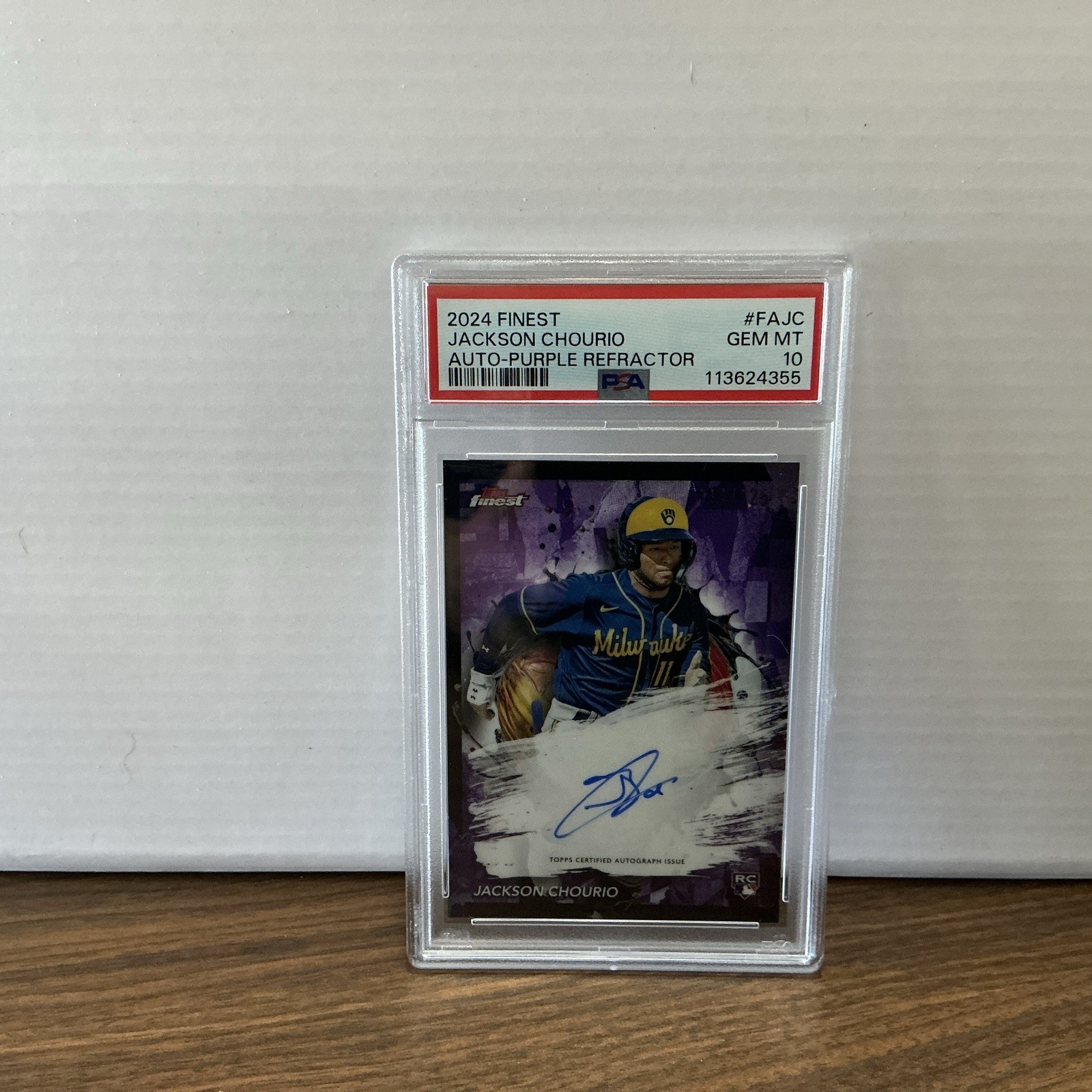 2024 Topps Finest Purple Jackson Chourio Auto (RC) /125 PSA 10