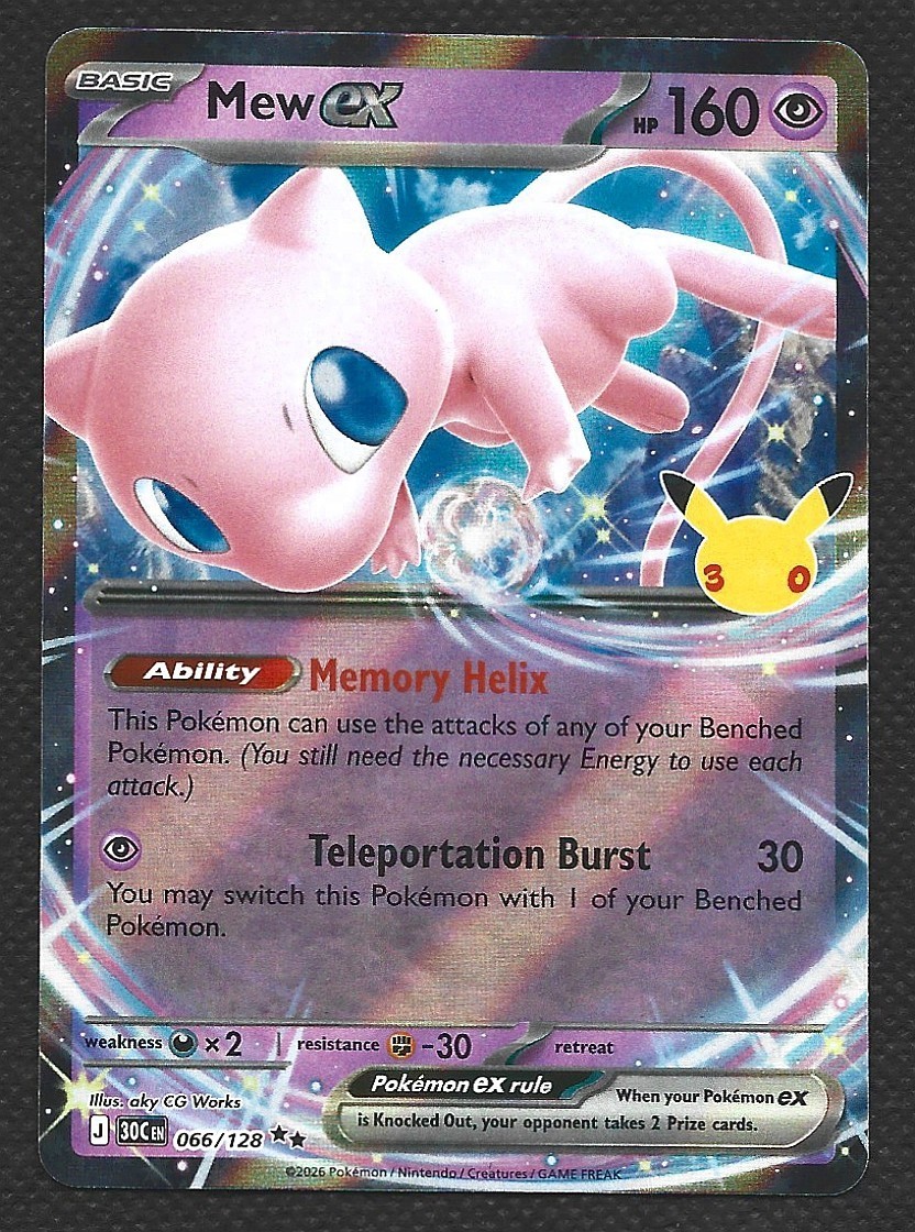 Pokemon 30th Celebration Mew ex 066/128 Double Rare Holo Near Mint