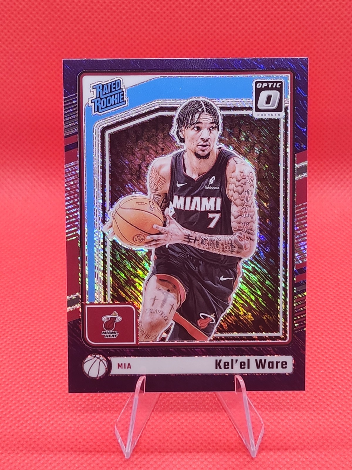 2024-25 Optic Basketball Kel’el Ware Purple Shock Prizm #280 Miami Heat  RC