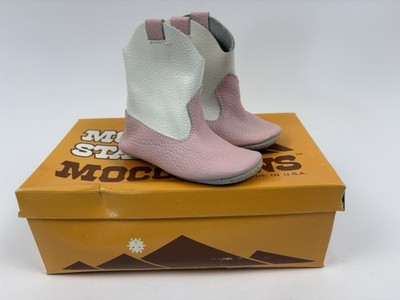 Morning Star Baby Moccasin Boots Pink and White Size 4
