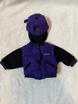 American Girl 18 in Doll Purple/Black Varsity Jacket Outerwear & Cap Hat Set