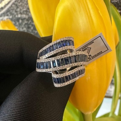 3.50 est tcw Corundum / Saphire & Natural Diamond Ring IGI Report 30J4635826
