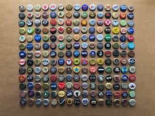 Beer Bottle Caps Lot of (195) Different Caps used