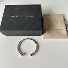 David Yurman 5mm Classic Cable Bracelet 925 Sterling w/14K Yellow Gold Domes M