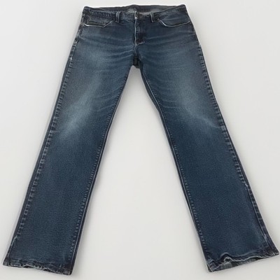 Mott & Bow Straight Oliver Jeans, Men's Size 34x30.5 (Tag 34x34) Dark Blue Rinse