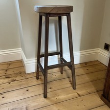 Solid Oak Copper legs Kitchen Stool with Natural Finish Industrial Bar Handmade
