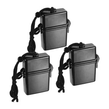 3pcs Waterproof ID Card Badge Holder Floating Sports Case with Lanyard, Black