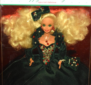 NEW! MATTEL 1991 SPECIAL EDITION HAPPY HOLIDAYS BARBIE ~ CRACKED BOX PLASTIC