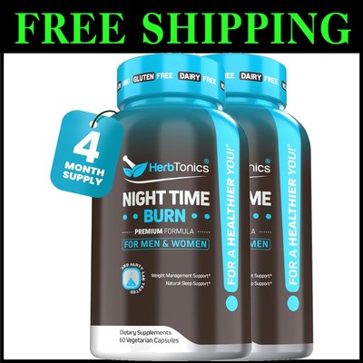 Vegan Night Time Burn & Sleep Complex - 120 Capsules for Deep Sleep & Metabolism