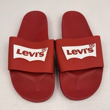 Levi's Men's Logo Slide Sandals Red Slip-On Rubber Upper US 12